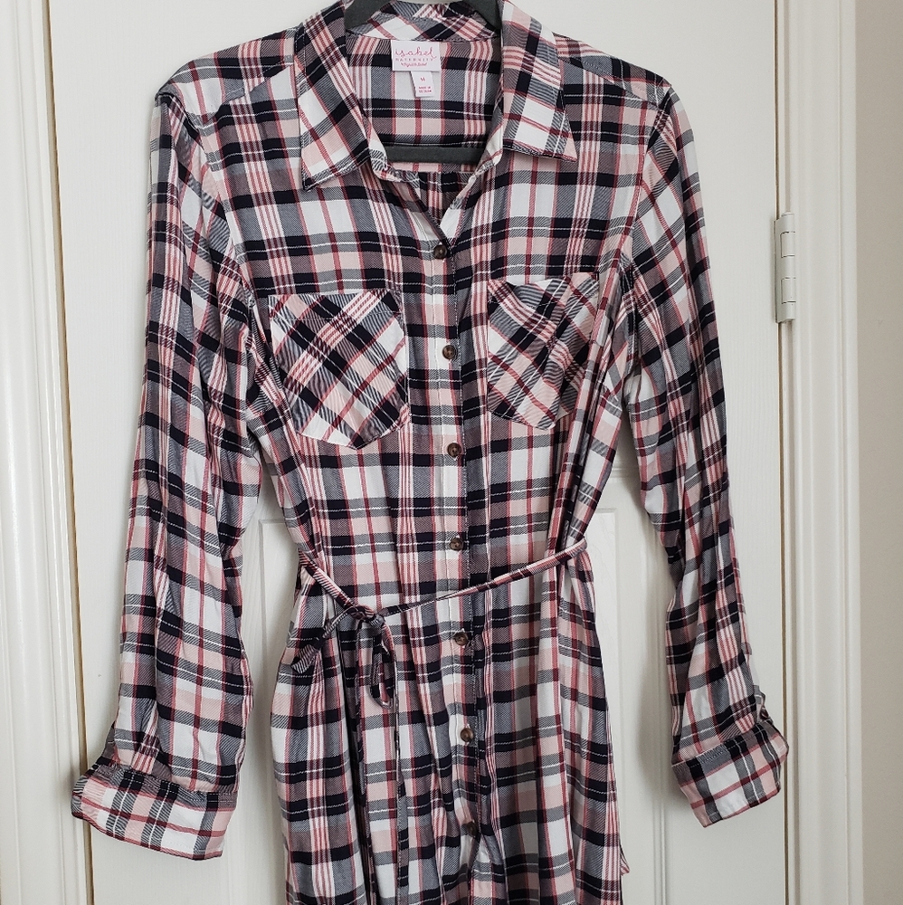 Isabel Maternity Plaid Long Sleeve Tunic